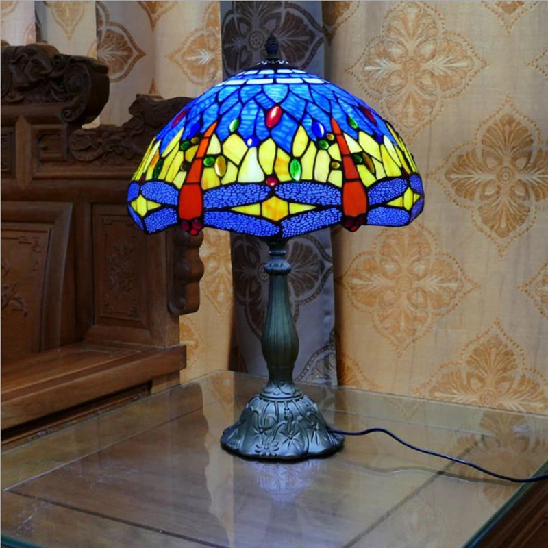 Tiffany Table Lamp E27 Dragonfly Style Bedroom Bedside Mosaic Lamp (WH-TTB-69)