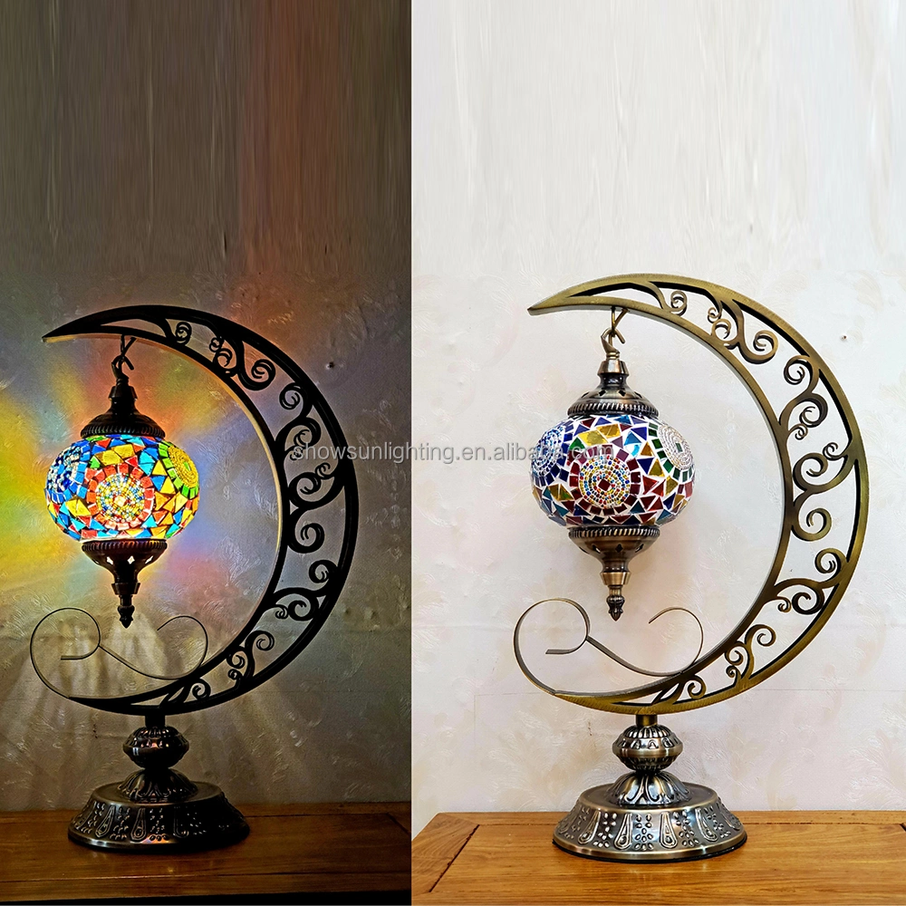 Home Decorative Glass Handmade Mosaic Art Turkish Style LED Table Lamp