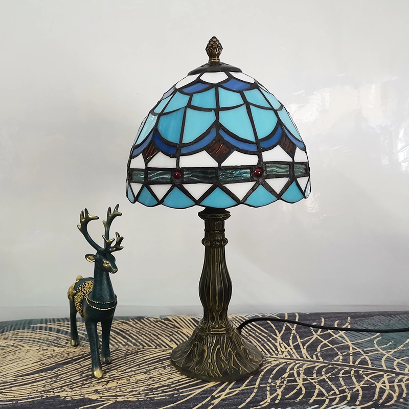 20cm Tiffany Table Lamp Alloy Base Bedroom Mosaic Lamp (WH-TTB-71)